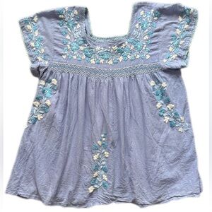 Siren Brand XL La Marina Corta Mexican peasant boho embroidery 100% cotton GUC